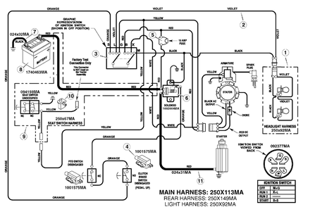 Electrical System Diagram and Parts List for 405020X51A 2007 Briggs and Stratton Lawn Tractor